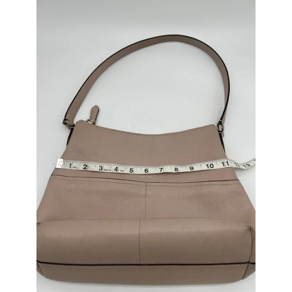 Kate Spade Bailey Pebbled Leather Shoulder Hobo Bag Neutral Purse Front Pockets
